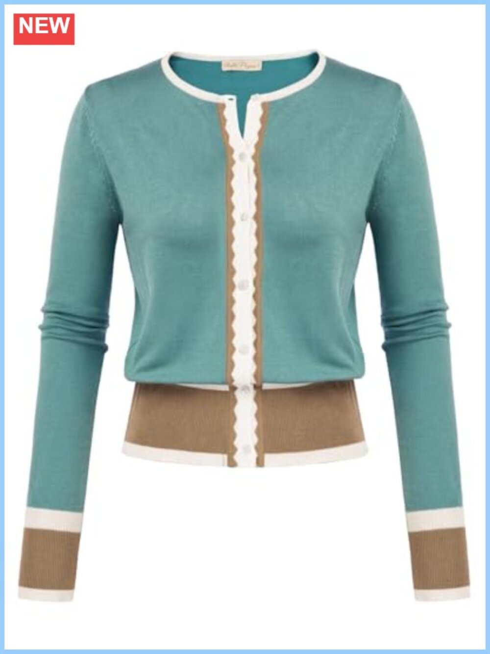 Women's Button Up Knit Cardigan Long Sleeve Crew Neck Stretchy Crop Shrug
